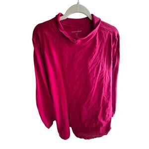 Women Within Red Cotton Top Plus Size 3X (30-32) Long Sleeve Tunic Side Slits